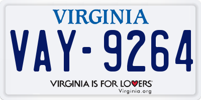 VA license plate VAY9264
