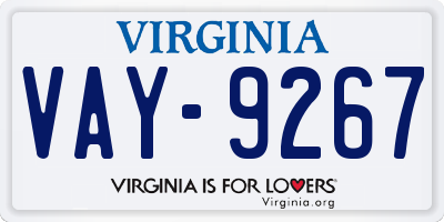 VA license plate VAY9267