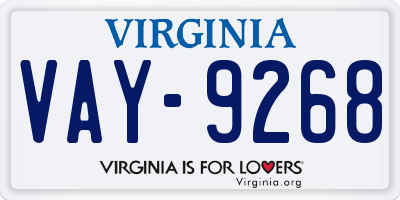 VA license plate VAY9268