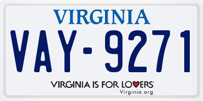 VA license plate VAY9271