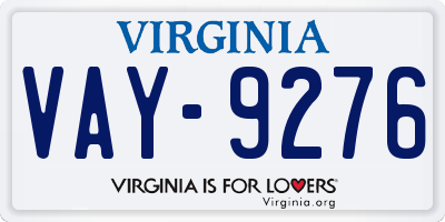 VA license plate VAY9276