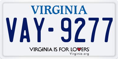 VA license plate VAY9277