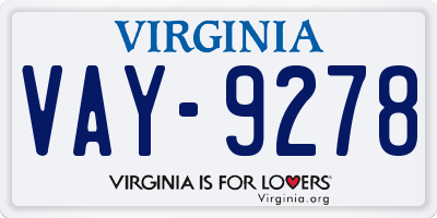 VA license plate VAY9278