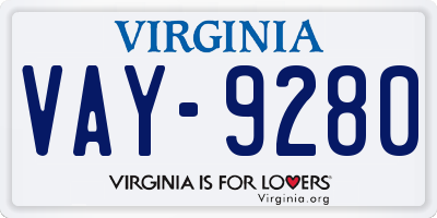 VA license plate VAY9280