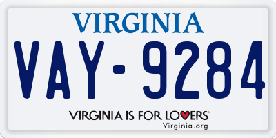VA license plate VAY9284