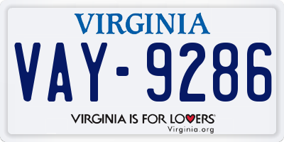 VA license plate VAY9286