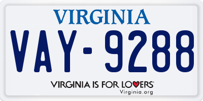 VA license plate VAY9288