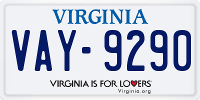 VA license plate VAY9290