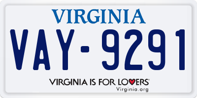 VA license plate VAY9291