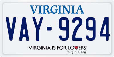 VA license plate VAY9294