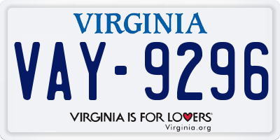 VA license plate VAY9296