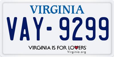 VA license plate VAY9299