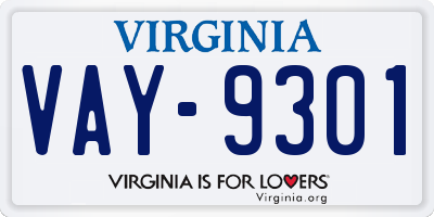 VA license plate VAY9301