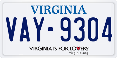 VA license plate VAY9304