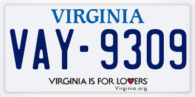 VA license plate VAY9309