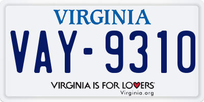 VA license plate VAY9310