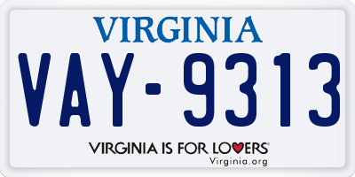 VA license plate VAY9313