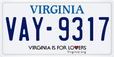VA license plate VAY9317
