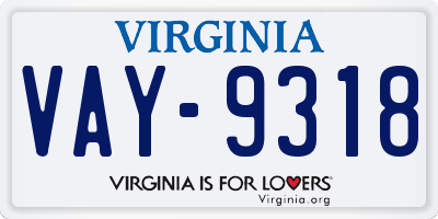 VA license plate VAY9318