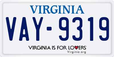VA license plate VAY9319