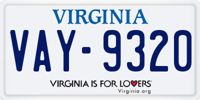 VA license plate VAY9320