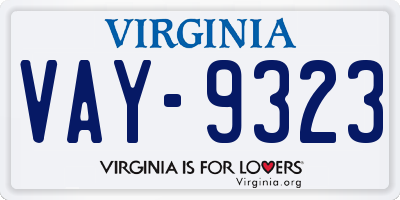 VA license plate VAY9323
