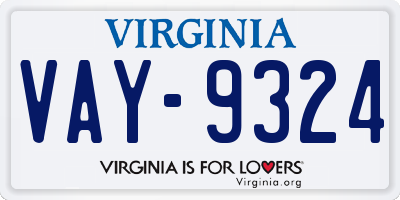 VA license plate VAY9324