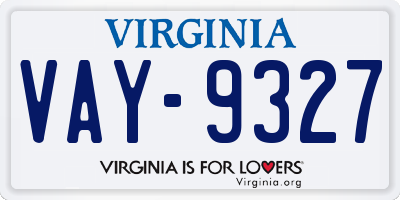 VA license plate VAY9327
