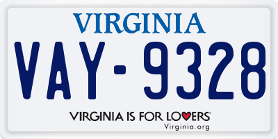 VA license plate VAY9328