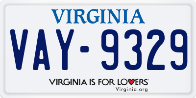 VA license plate VAY9329
