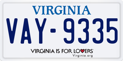 VA license plate VAY9335