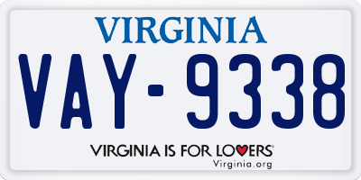 VA license plate VAY9338