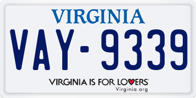 VA license plate VAY9339