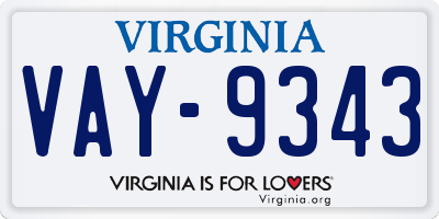 VA license plate VAY9343
