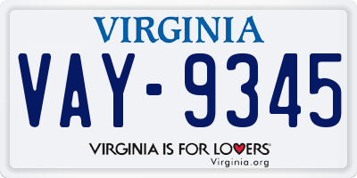 VA license plate VAY9345