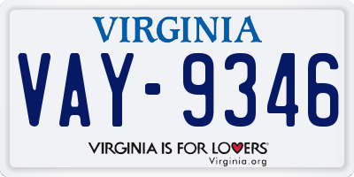 VA license plate VAY9346
