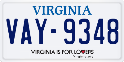 VA license plate VAY9348