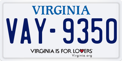 VA license plate VAY9350