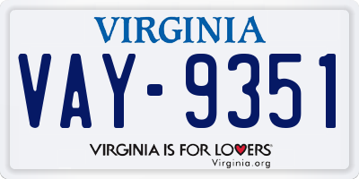 VA license plate VAY9351