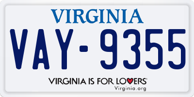 VA license plate VAY9355