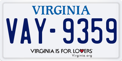 VA license plate VAY9359