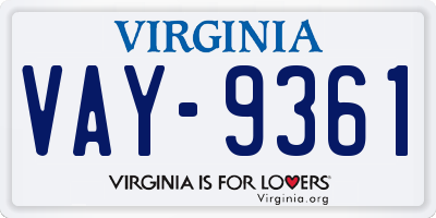 VA license plate VAY9361