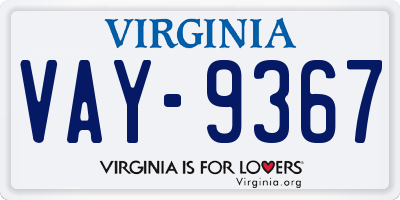 VA license plate VAY9367