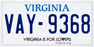 VA license plate VAY9368