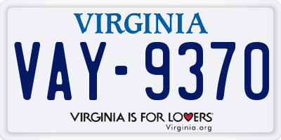 VA license plate VAY9370
