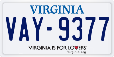 VA license plate VAY9377