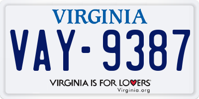 VA license plate VAY9387
