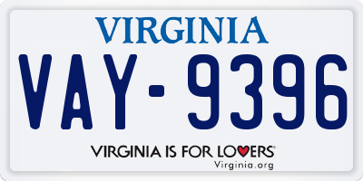 VA license plate VAY9396
