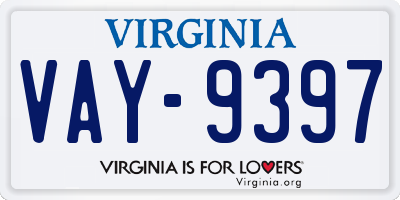 VA license plate VAY9397