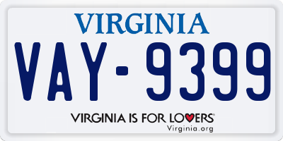 VA license plate VAY9399